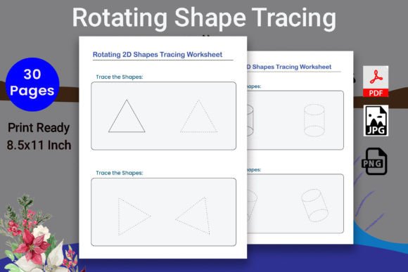 Download Rotating Shape Tracing Worksheet PDF - Shape Collection