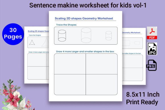 Download Scaling 2D Shapes Tracing Kids Worksheet - Shape Collection