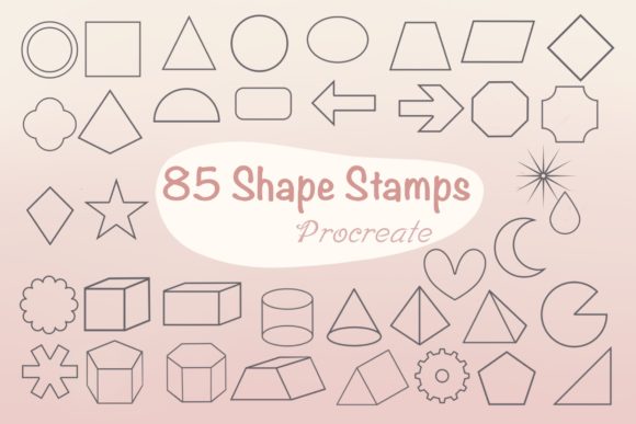 Download 85 Shape 2D &amp; 3D Procreate Brush Stamps - Shape Collection