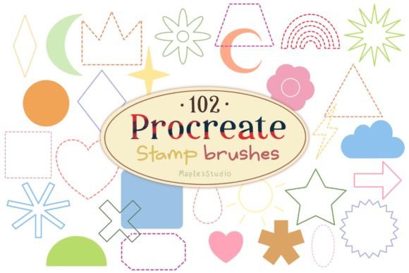 Download Basic Shape Stamp Brush for Procreate - Shape Collection