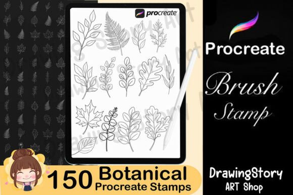 Download 150 Procreate Botanical Stamps, Leaves - Premium Resources