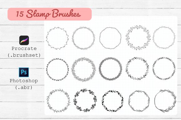Download 15 Wreath Brushes Procreate ,Photoshop - Brushes procreate Collection