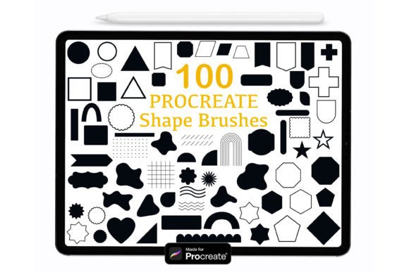 Download 100 Procreate Shape Brushes, Brush Stamp - Shape Collection