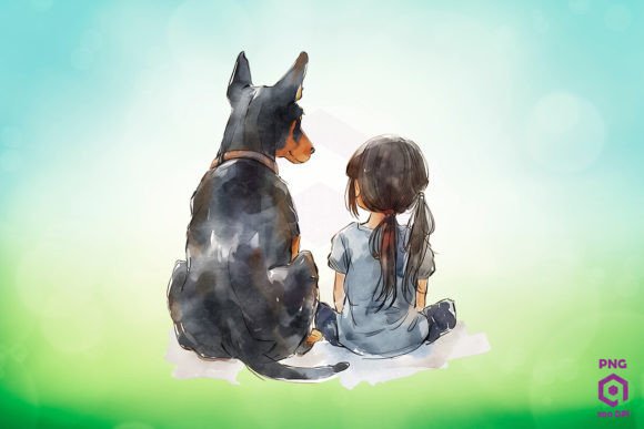 Download Doberman Pinscher and Girl - Premium Bundle
