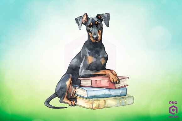 Download Doberman Pinscher &amp; Books Clipart - Premium Bundle