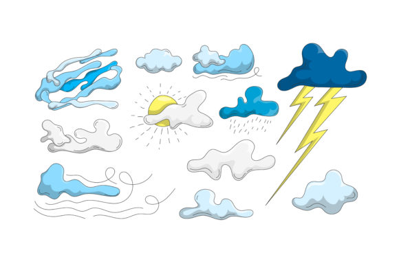 Download Set of Cartoon Clouds of Different Shape - Shape Collection